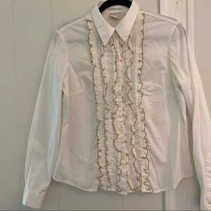 Emma James Shirt Ivory Ruffled Long Sleeve